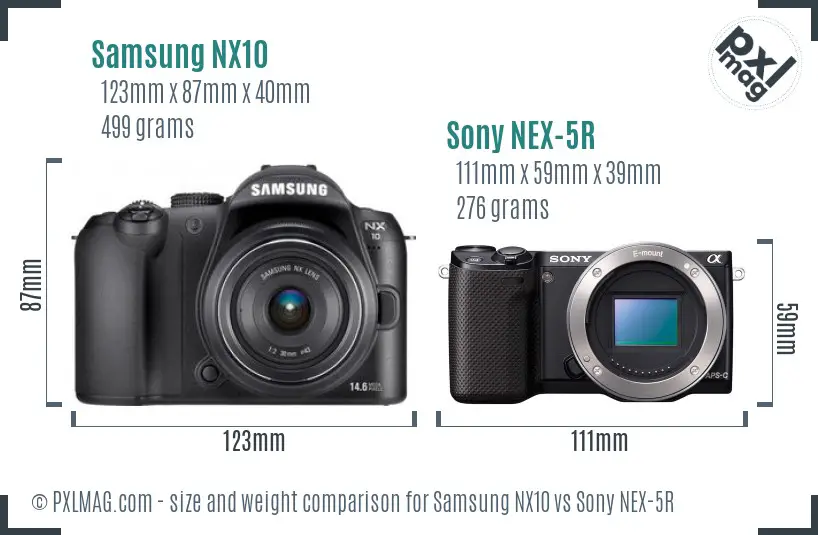 Samsung NX10 vs Sony NEX-5R size comparison