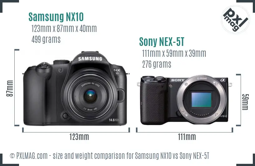 Samsung NX10 vs Sony NEX-5T size comparison