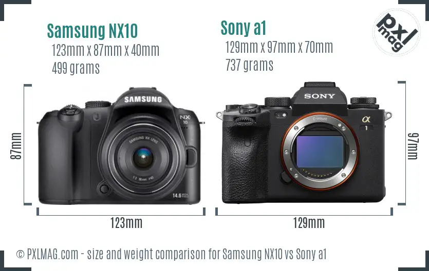 Samsung NX10 vs Sony a1 size comparison