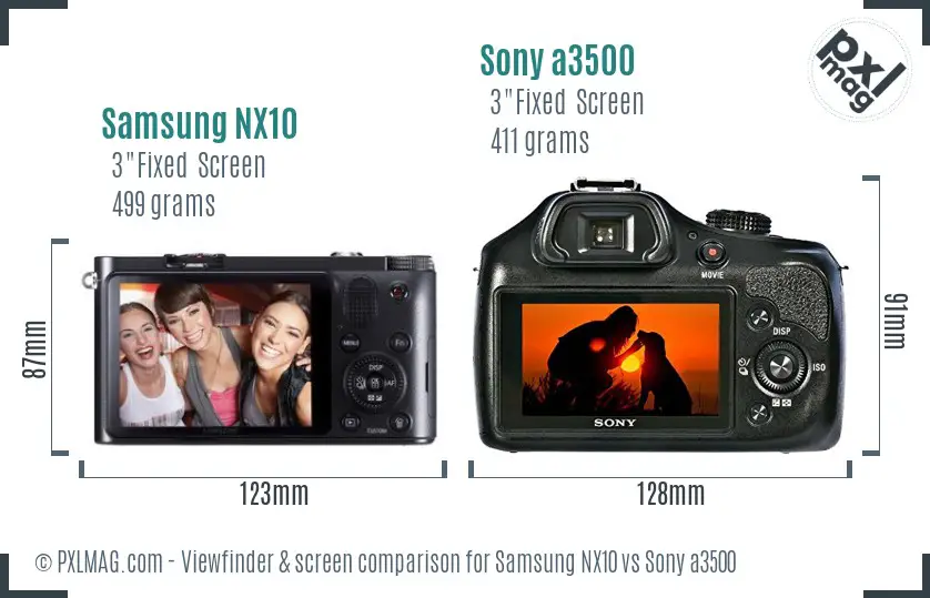 Samsung NX10 vs Sony a3500 Screen and Viewfinder comparison