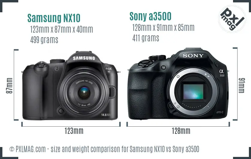 Samsung NX10 vs Sony a3500 size comparison