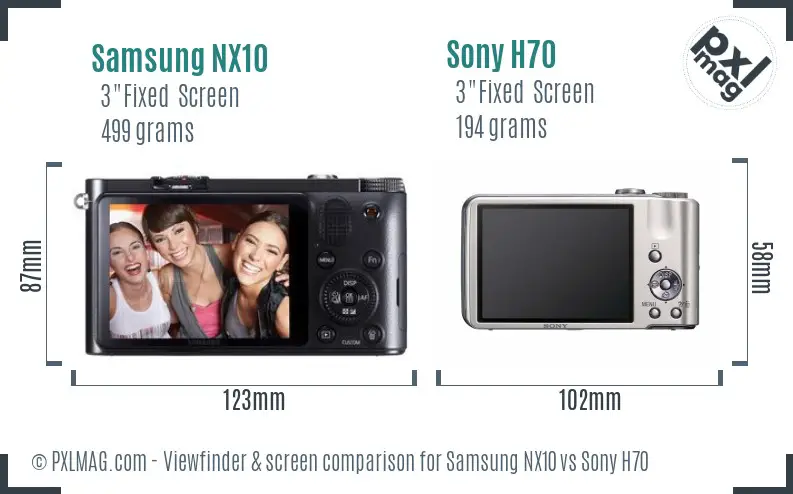Samsung NX10 vs Sony H70 Screen and Viewfinder comparison Samsung NX10 vs Sony H70 Screen and Viewfinder comparison