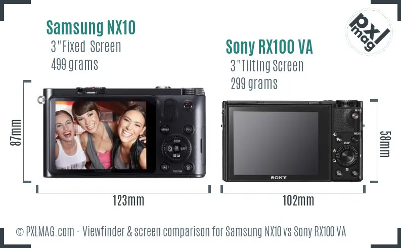 Samsung NX10 vs Sony RX100 VA Screen and Viewfinder comparison