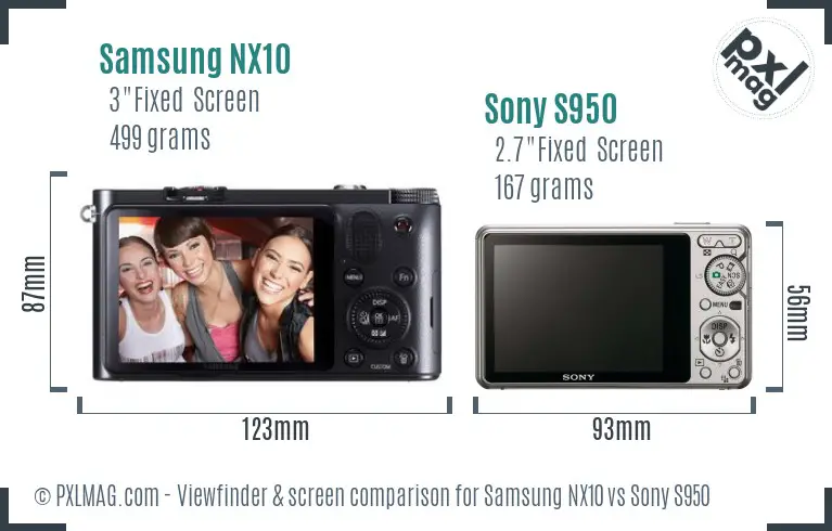 Samsung NX10 vs Sony S950 Screen and Viewfinder comparison