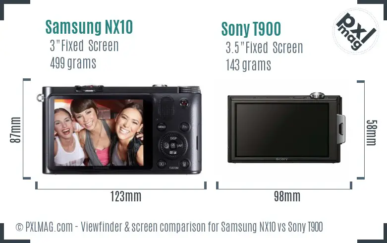 Samsung NX10 vs Sony T900 Screen and Viewfinder comparison