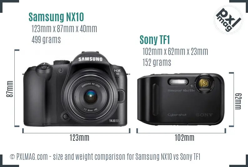 Samsung NX10 vs Sony TF1 size comparison