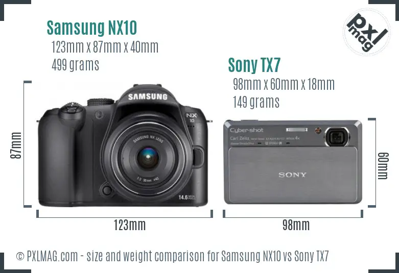 Samsung NX10 vs Sony TX7 size comparison