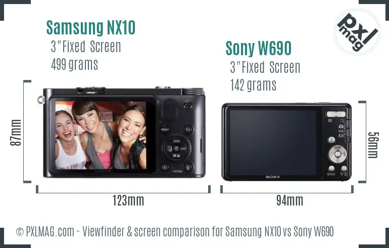 Samsung NX10 vs Sony W690 Screen and Viewfinder comparison