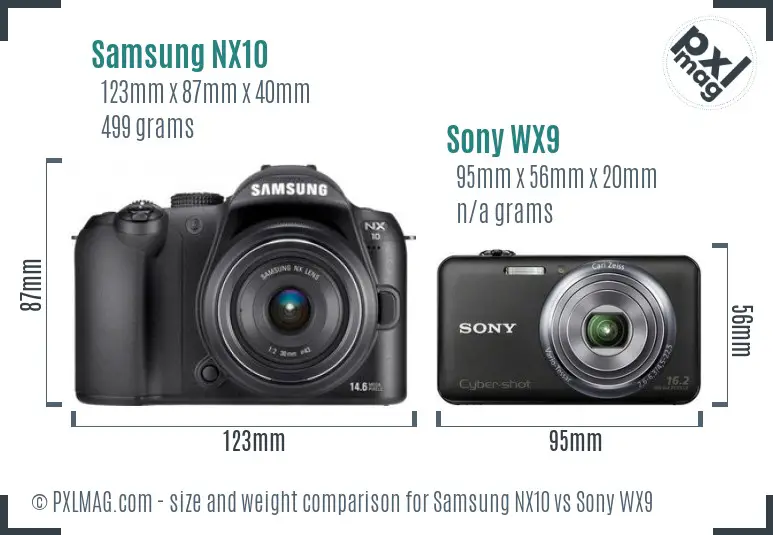Samsung NX10 vs Sony WX9 size comparison