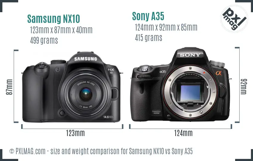 Samsung NX10 vs Sony A35 size comparison