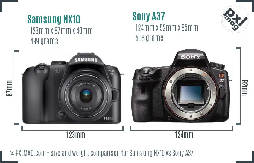 Samsung NX10 vs Sony A37 size comparison