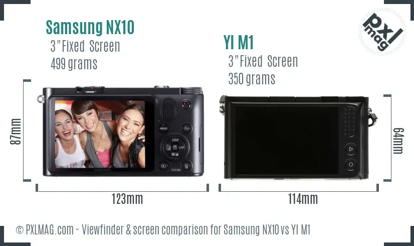 Samsung NX10 vs YI M1 Screen and Viewfinder comparison