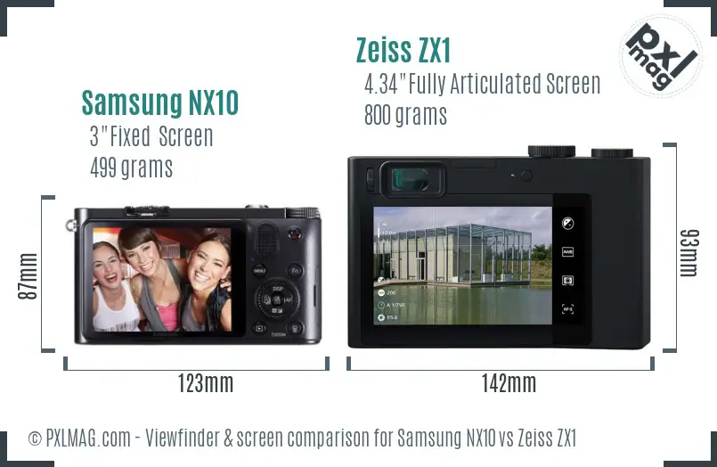 Samsung NX10 vs Zeiss ZX1 Screen and Viewfinder comparison