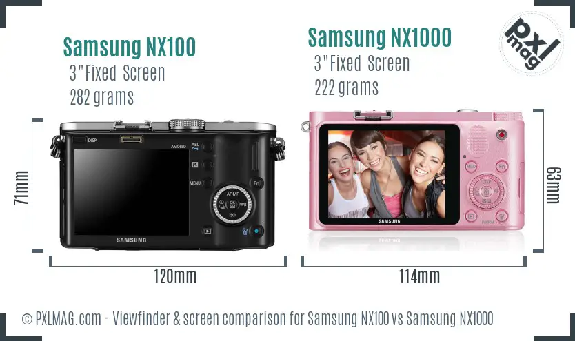 Samsung NX100 vs Samsung NX1000 Screen and Viewfinder comparison