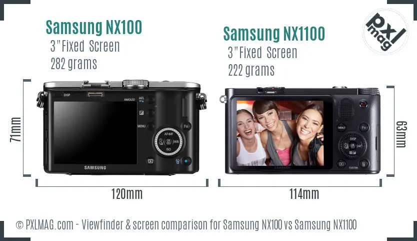 Samsung NX100 vs Samsung NX1100 Screen and Viewfinder comparison