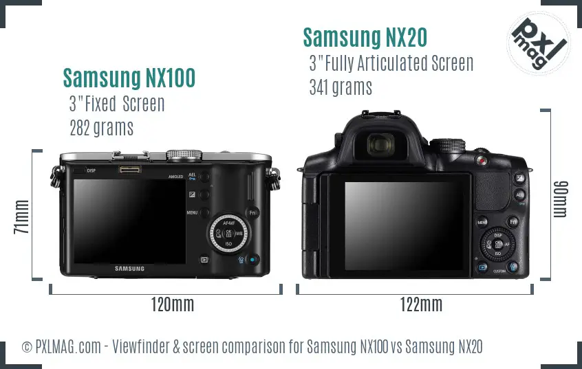 Samsung NX100 vs Samsung NX20 Screen and Viewfinder comparison