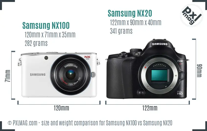Samsung NX100 vs Samsung NX20 size comparison