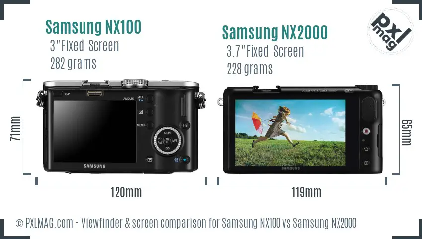 Samsung NX100 vs Samsung NX2000 Screen and Viewfinder comparison