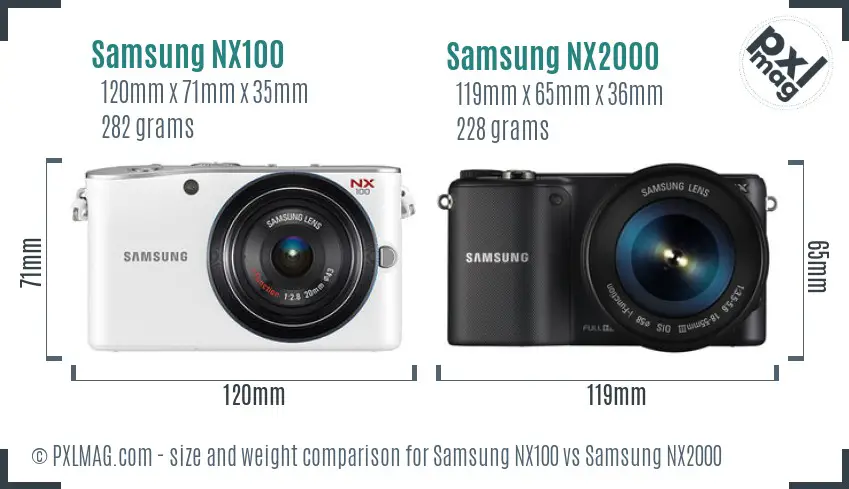Samsung NX100 vs Samsung NX2000 size comparison