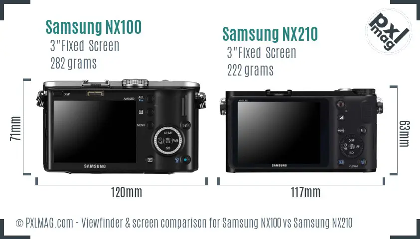 Samsung NX100 vs Samsung NX210 Screen and Viewfinder comparison
