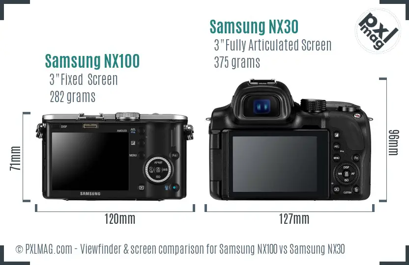 Samsung NX100 vs Samsung NX30 Screen and Viewfinder comparison