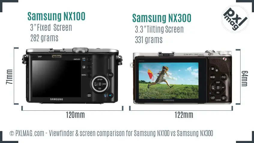 Samsung NX100 vs Samsung NX300 Screen and Viewfinder comparison
