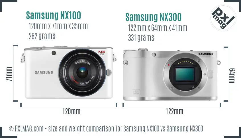 Samsung NX100 vs Samsung NX300 size comparison
