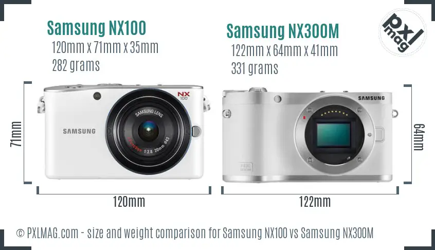 Samsung NX100 vs Samsung NX300M size comparison