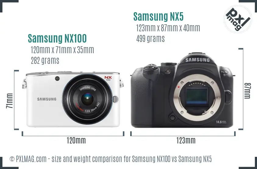 Samsung NX100 vs Samsung NX5 size comparison