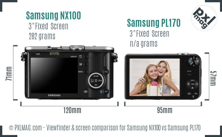 Samsung NX100 vs Samsung PL170 Screen and Viewfinder comparison