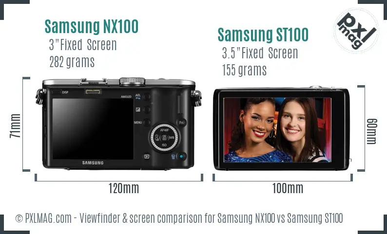 Samsung NX100 vs Samsung ST100 Screen and Viewfinder comparison