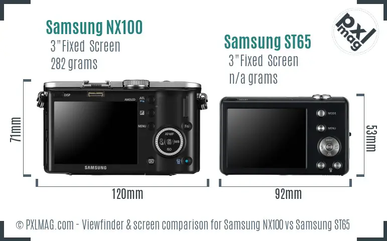 Samsung NX100 vs Samsung ST65 Screen and Viewfinder comparison