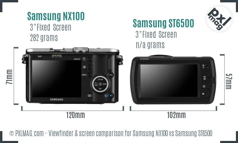 Samsung NX100 vs Samsung ST6500 Screen and Viewfinder comparison Samsung NX100 vs Samsung ST6500 Screen and Viewfinder comparison