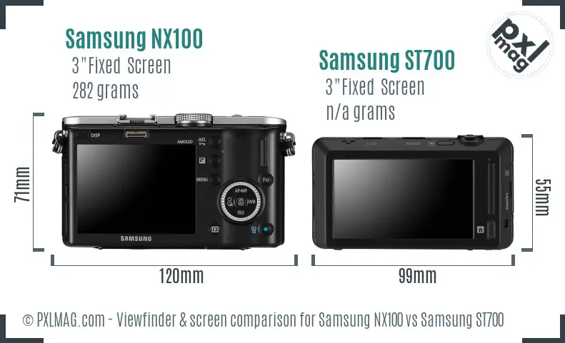 Samsung NX100 vs Samsung ST700 Screen and Viewfinder comparison