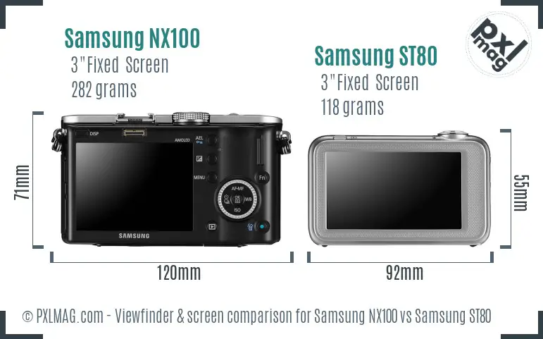 Samsung NX100 vs Samsung ST80 Screen and Viewfinder comparison