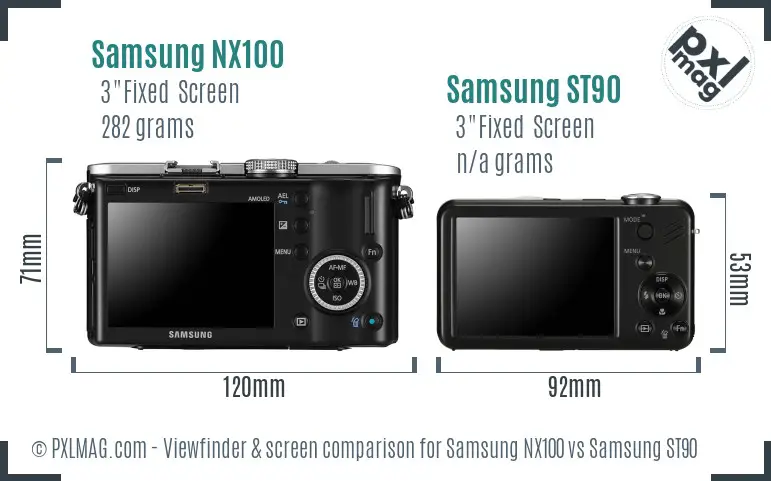 Samsung NX100 vs Samsung ST90 Screen and Viewfinder comparison Samsung NX100 vs Samsung ST90 Screen and Viewfinder comparison