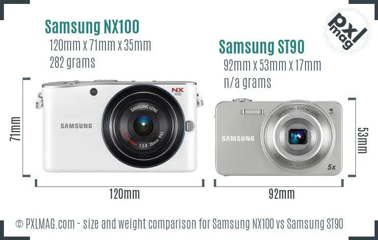 Samsung NX100 vs Samsung ST90 size comparison Samsung NX100 vs Samsung ST90 size comparison