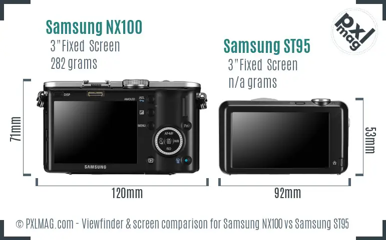 Samsung NX100 vs Samsung ST95 Screen and Viewfinder comparison Samsung NX100 vs Samsung ST95 Screen and Viewfinder comparison
