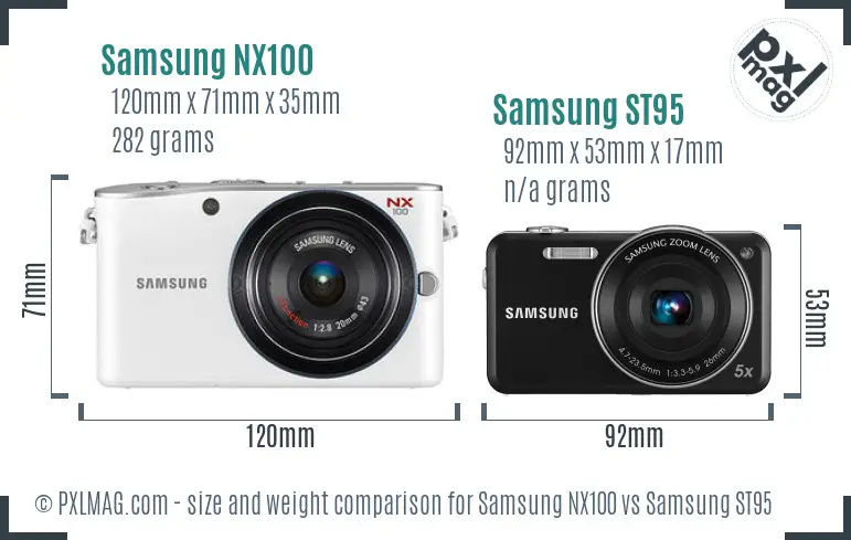Samsung NX100 vs Samsung ST95 size comparison Samsung NX100 vs Samsung ST95 size comparison