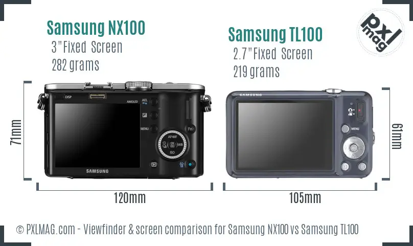 Samsung NX100 vs Samsung TL100 Screen and Viewfinder comparison