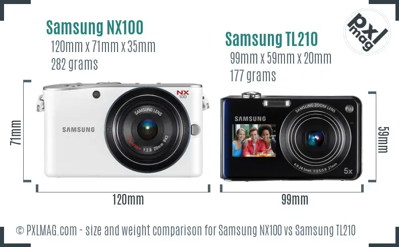 Samsung NX100 vs Samsung TL210 size comparison