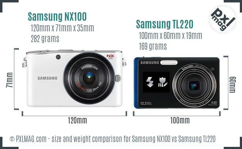 Samsung NX100 vs Samsung TL220 size comparison