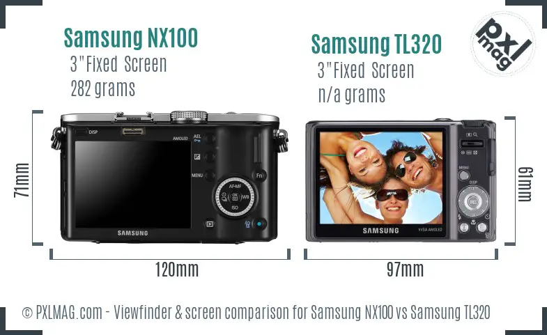Samsung NX100 vs Samsung TL320 Screen and Viewfinder comparison