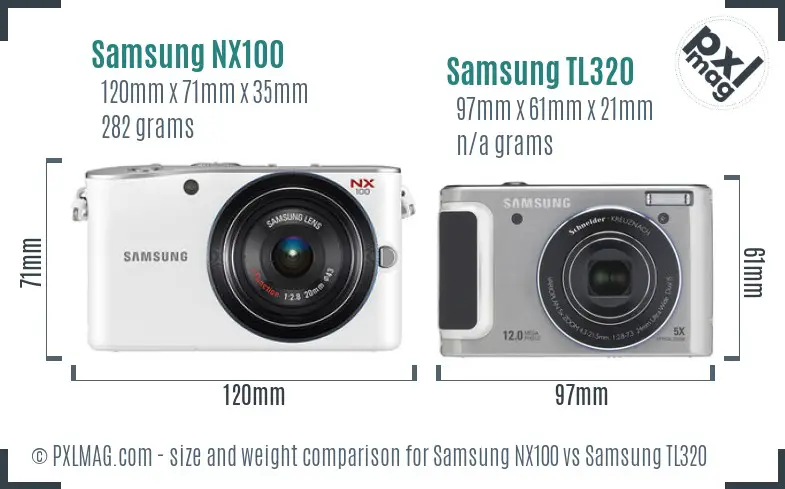 Samsung NX100 vs Samsung TL320 size comparison