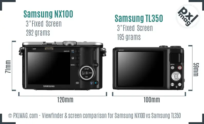 Samsung NX100 vs Samsung TL350 Screen and Viewfinder comparison