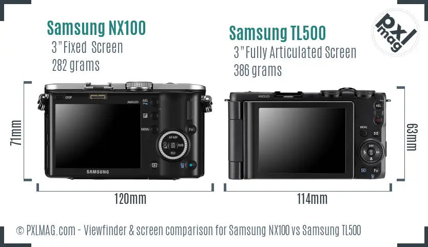 Samsung NX100 vs Samsung TL500 Screen and Viewfinder comparison
