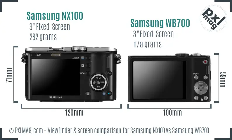 Samsung NX100 vs Samsung WB700 Screen and Viewfinder comparison