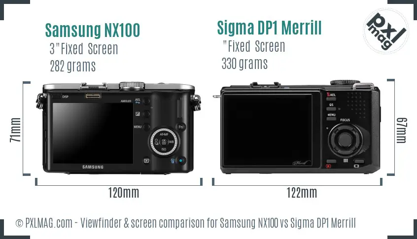 Samsung NX100 vs Sigma DP1 Merrill Screen and Viewfinder comparison Samsung NX100 vs Sigma DP1 Merrill Screen and Viewfinder comparison