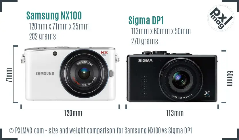 Samsung NX100 vs Sigma DP1 size comparison