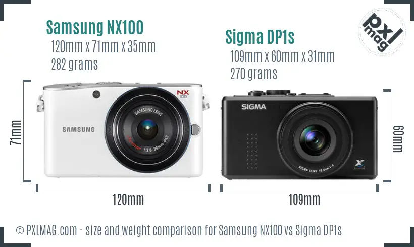 Samsung NX100 vs Sigma DP1s size comparison